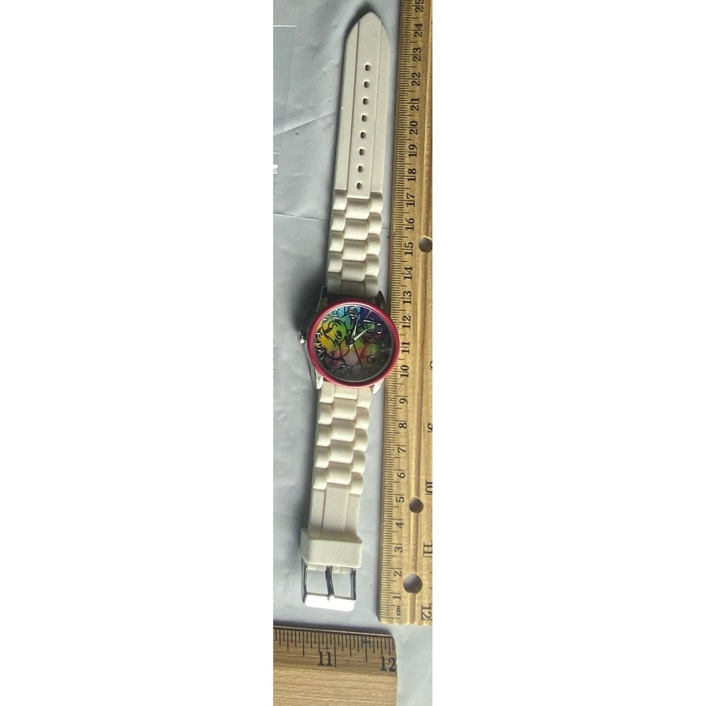 Kids Fun Colorful Character Watch White Band Pink Bezel